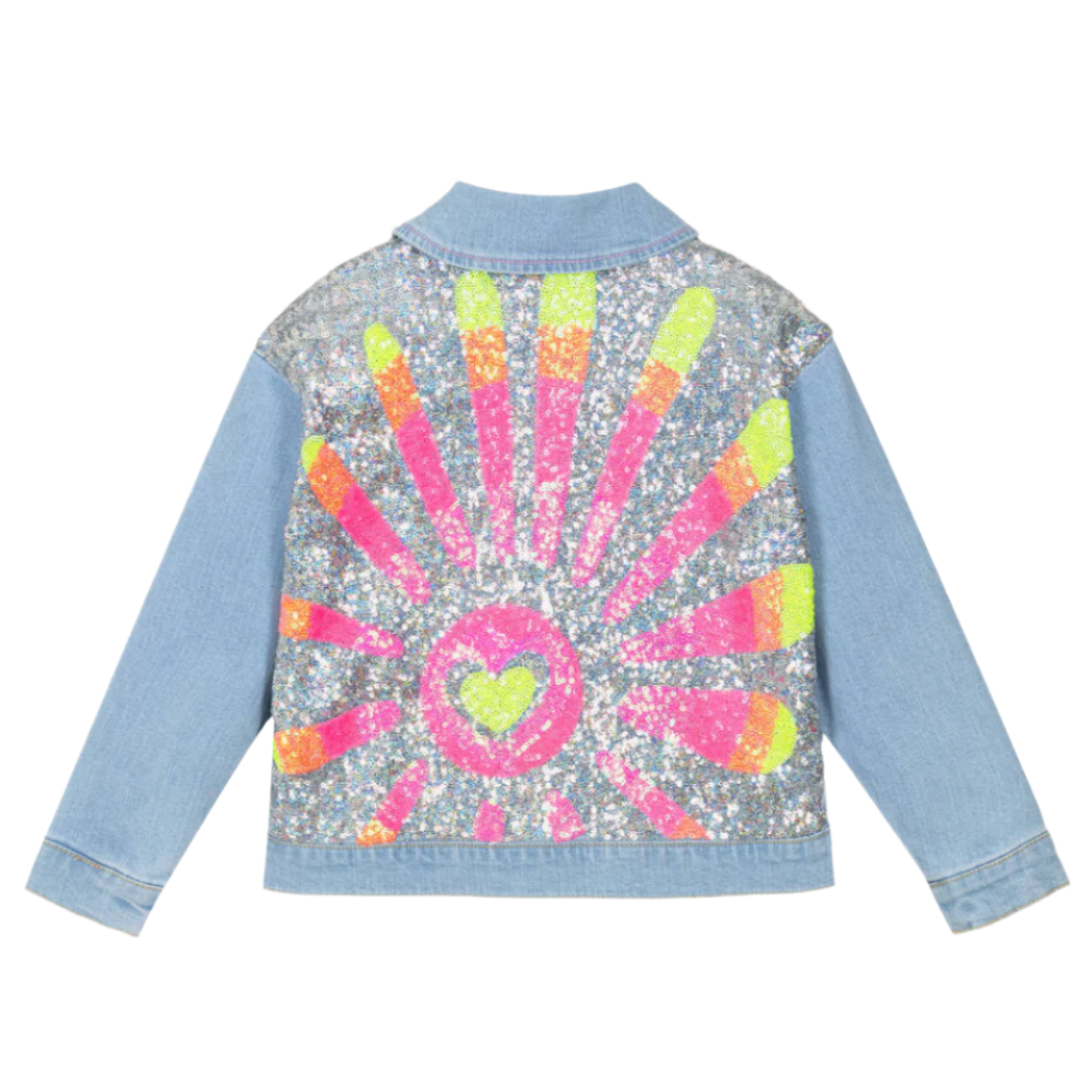 Girls Blue Denim & Sequin Jacket