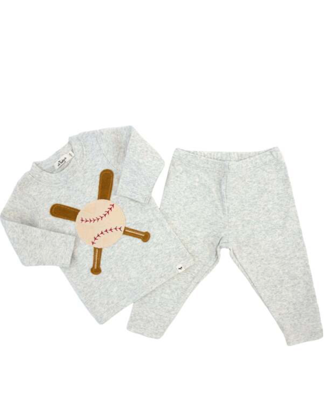 Two Piece Set- Baseball-Heather Gray