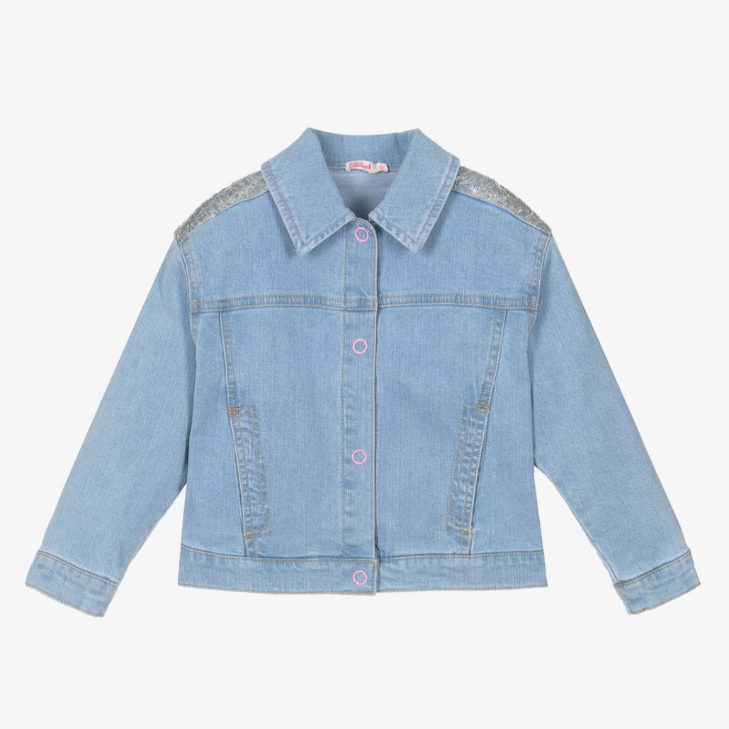 Girls Blue Denim & Sequin Jacket