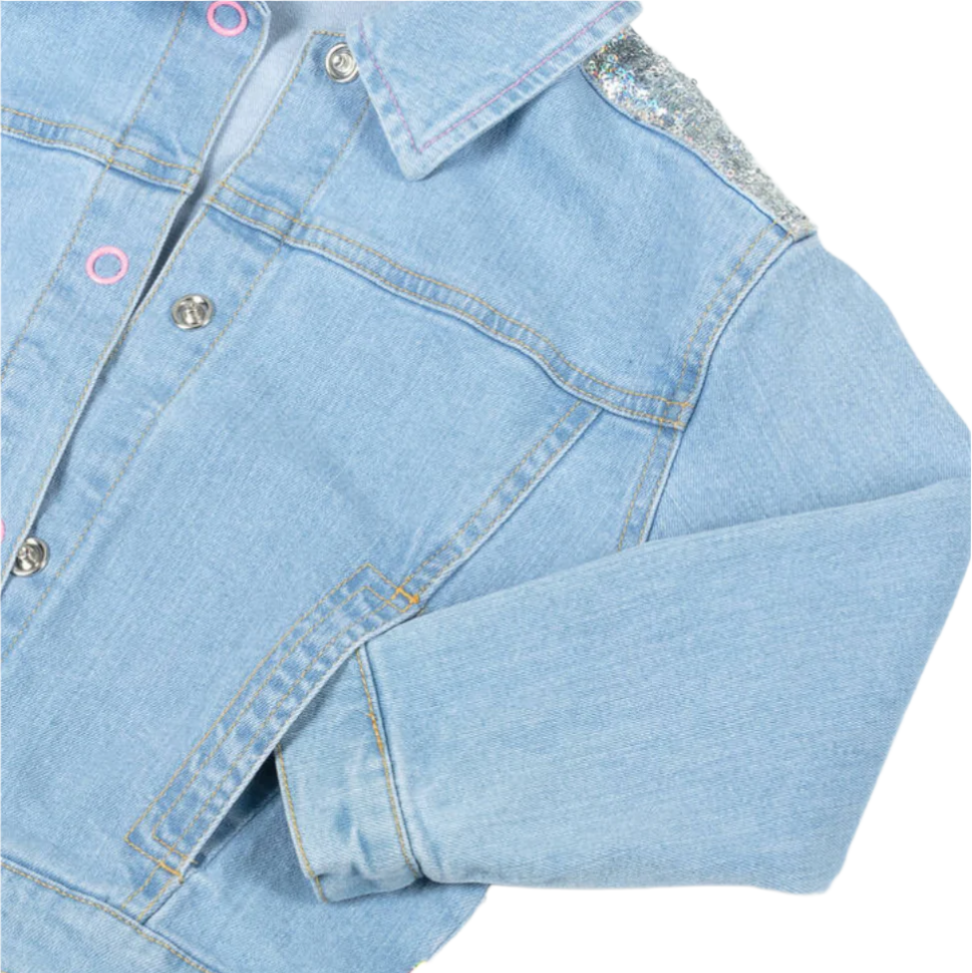 Girls Blue Denim & Sequin Jacket