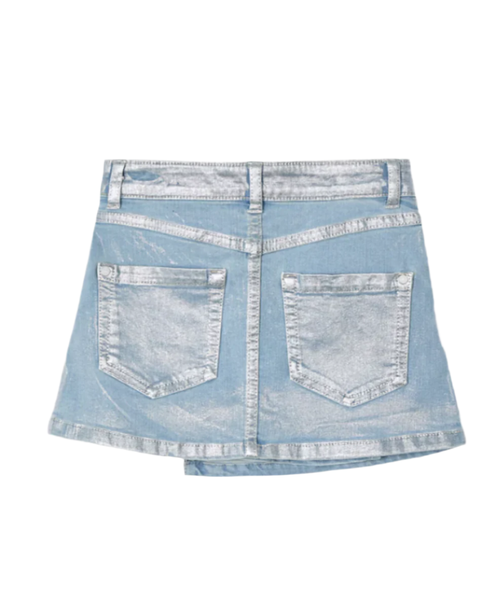 Denim Skirt with Pleat Detail