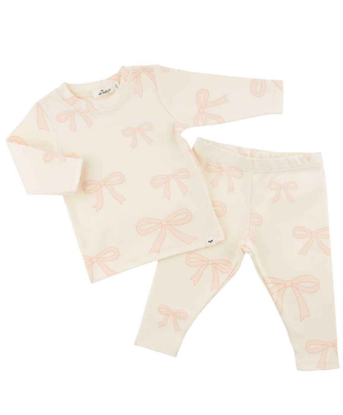 Two Piece Set - Big Pink Bows - Milk