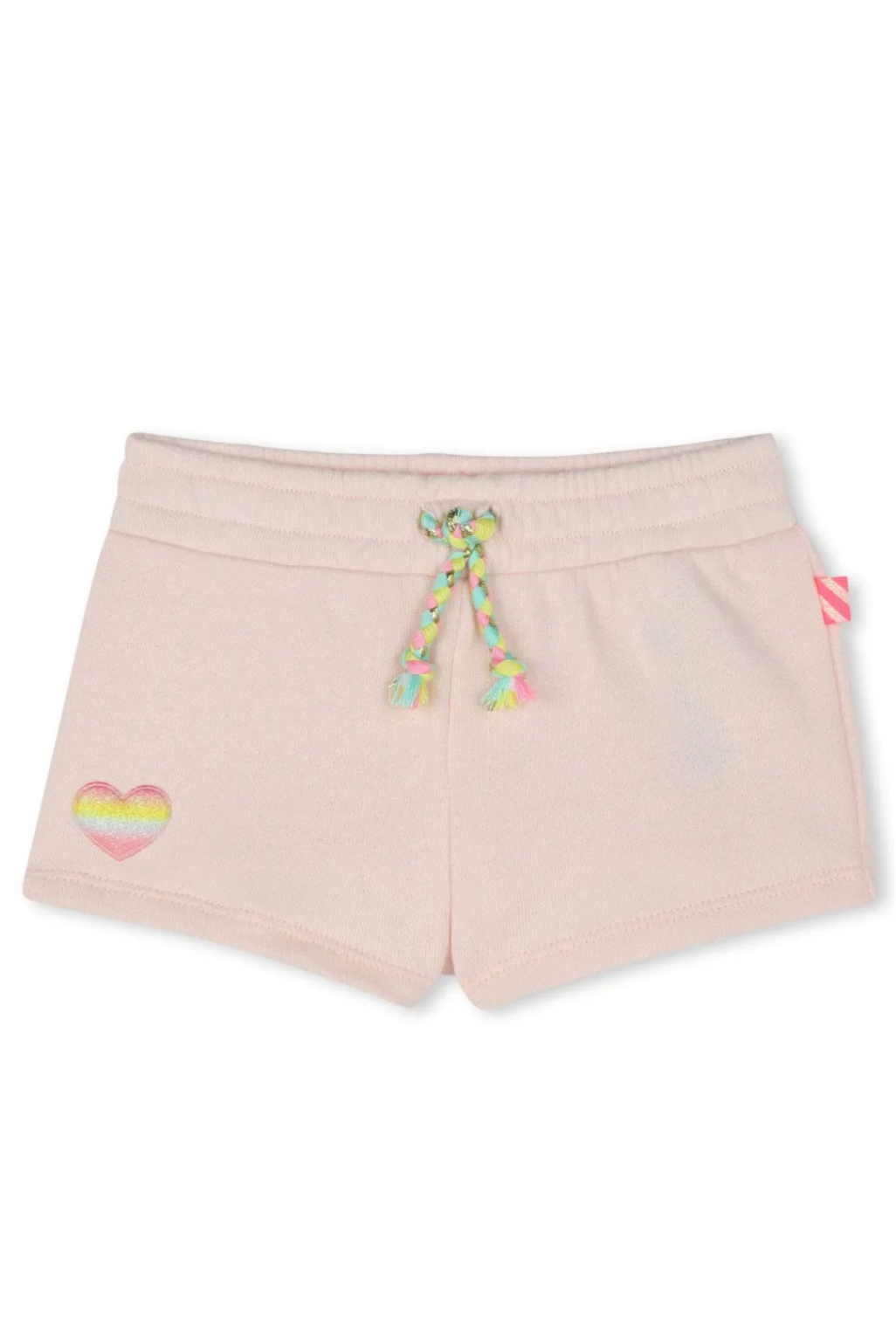 Girls Pink Cotton & Tulle Sleeve Top/ Heart- patch shorts