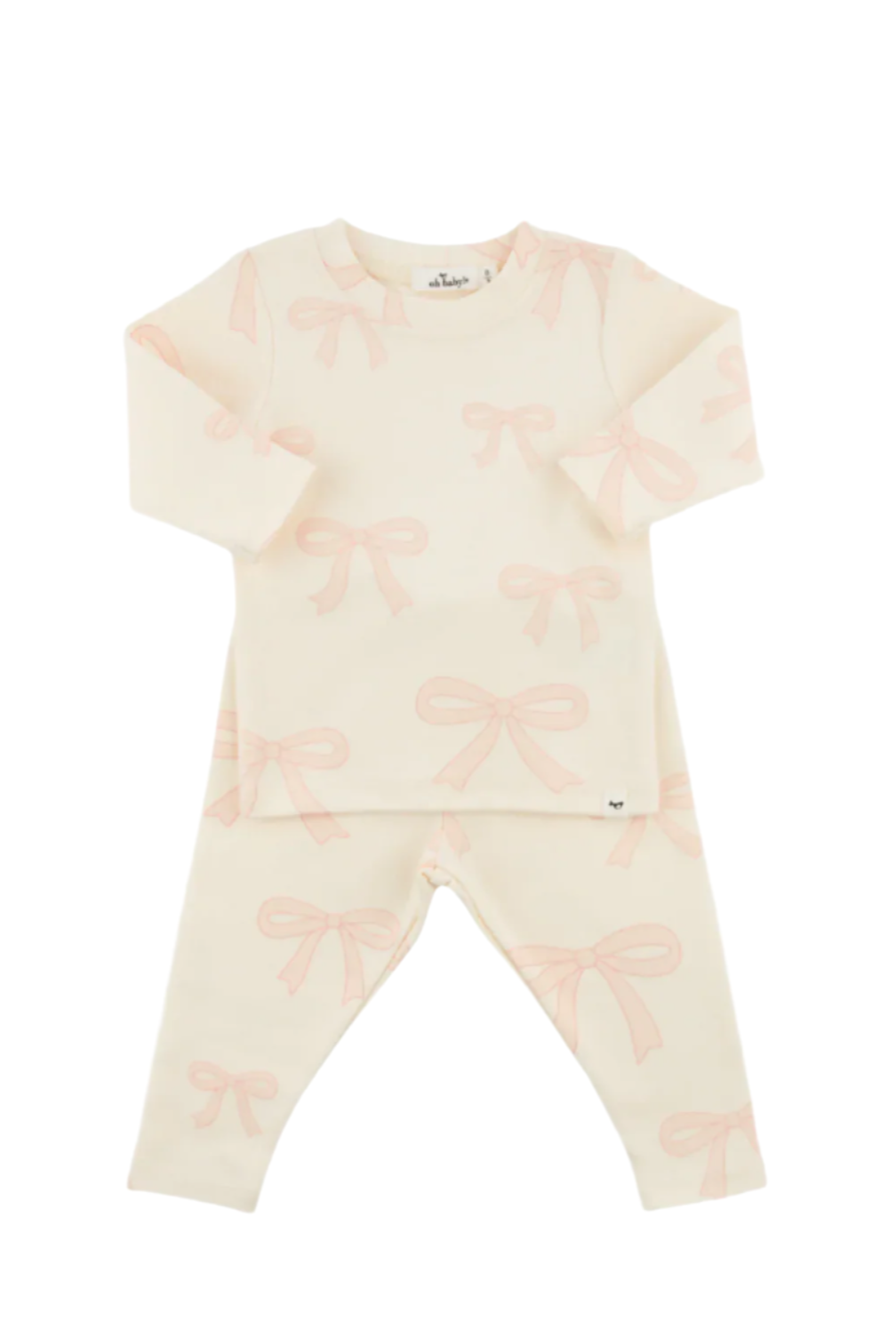 Two Piece Set - Big Pink Bows - Milk