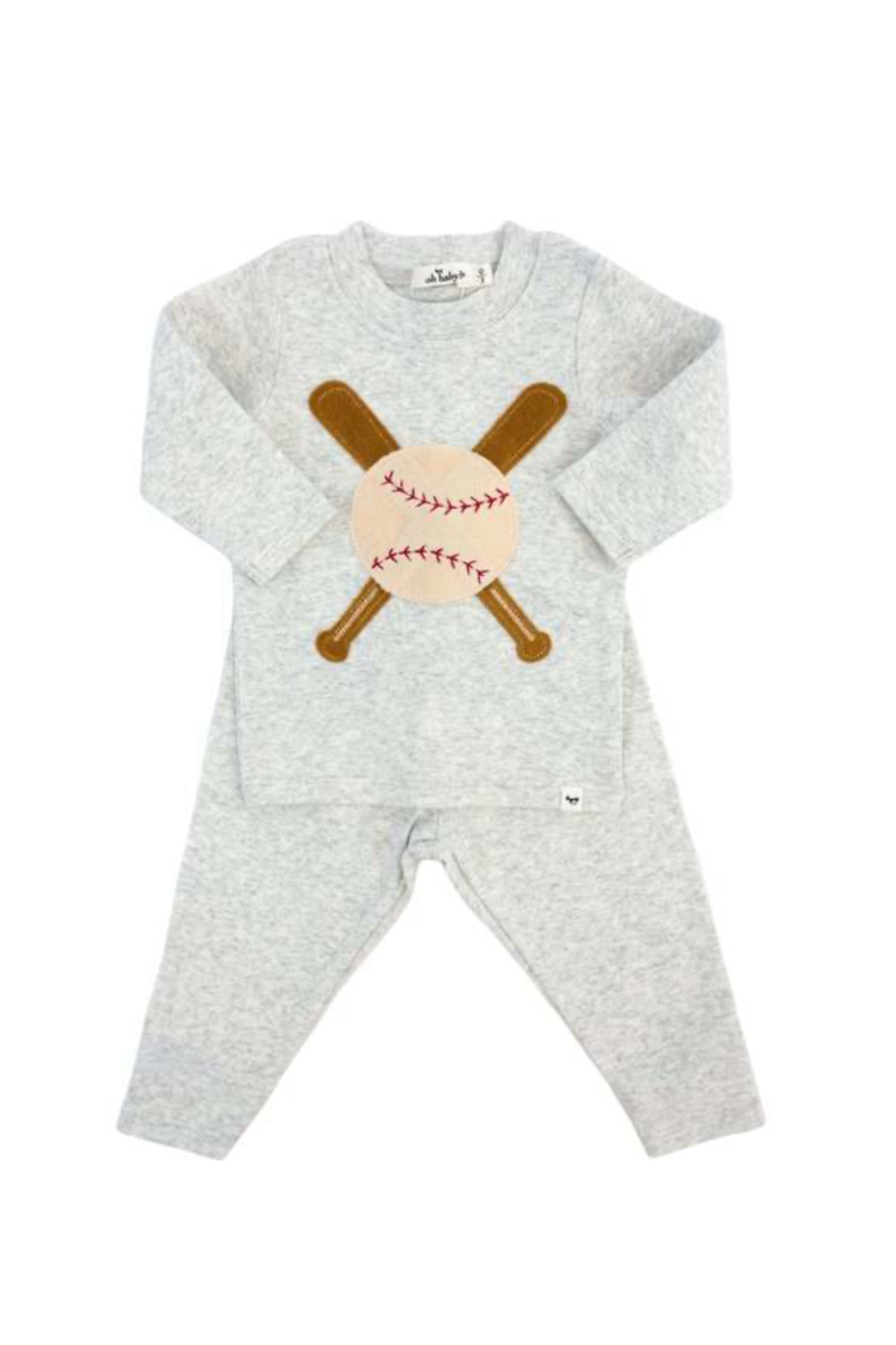 Two Piece Set- Baseball-Heather Gray