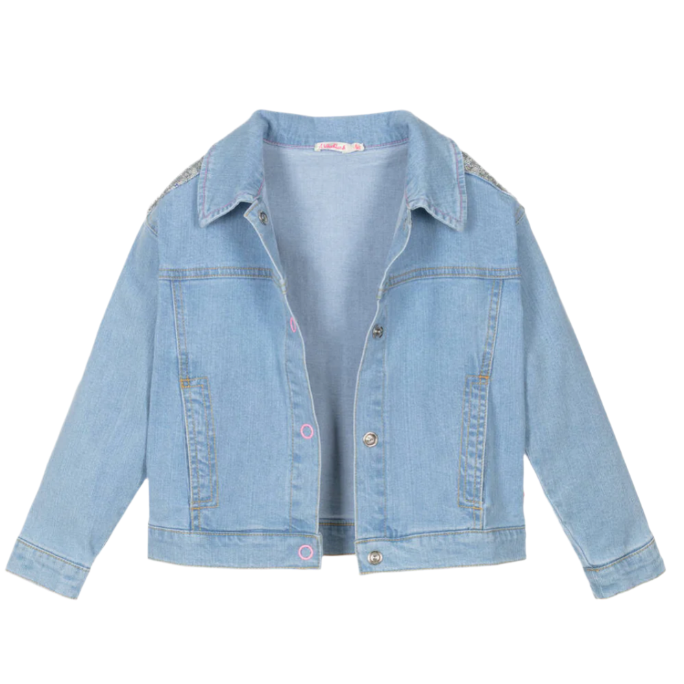 Girls Blue Denim & Sequin Jacket