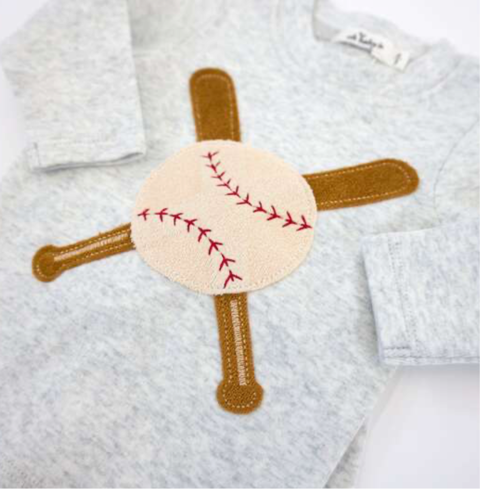Two Piece Set- Baseball-Heather Gray