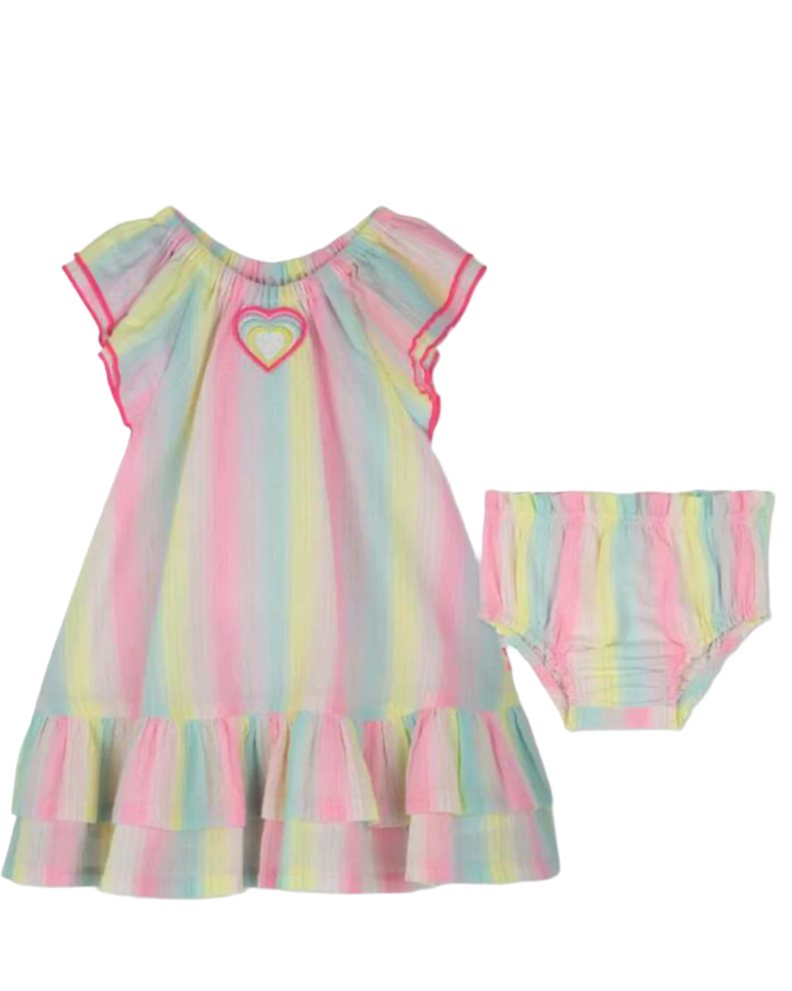 Ruffle Sleeve Striped Dress