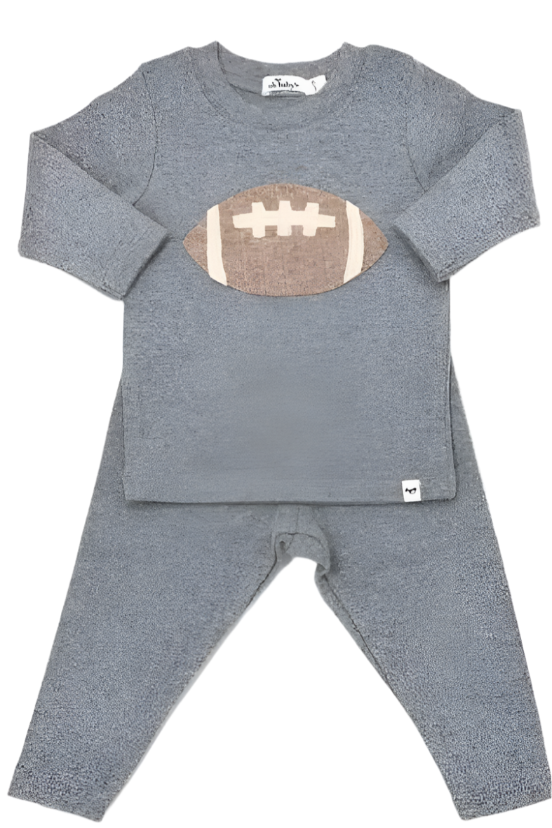 Two Piece Set- “Football” Applique-Coal