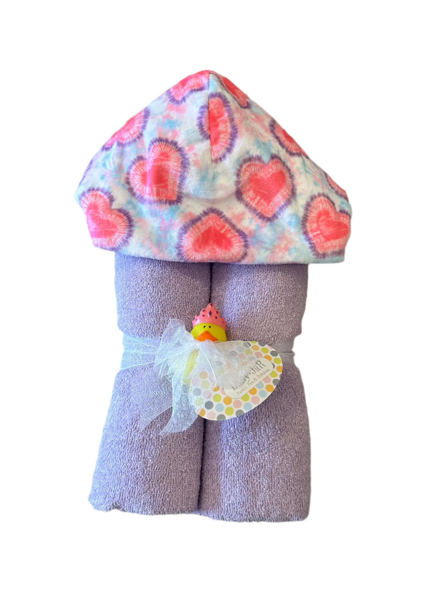 Deluxe Hooded Towel - Tie Dye Heart