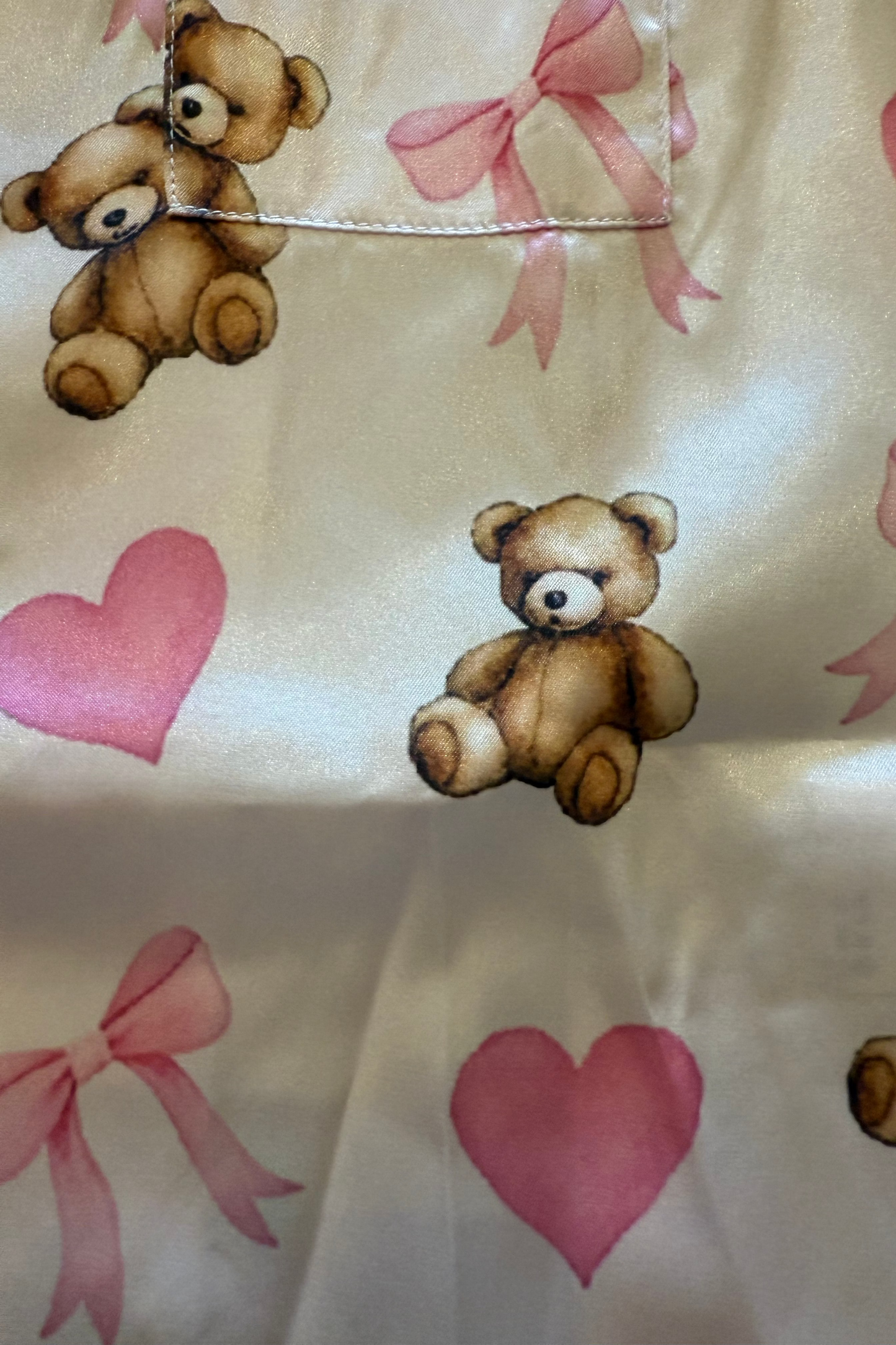 Teddy Bear Silky Pajama Short Set