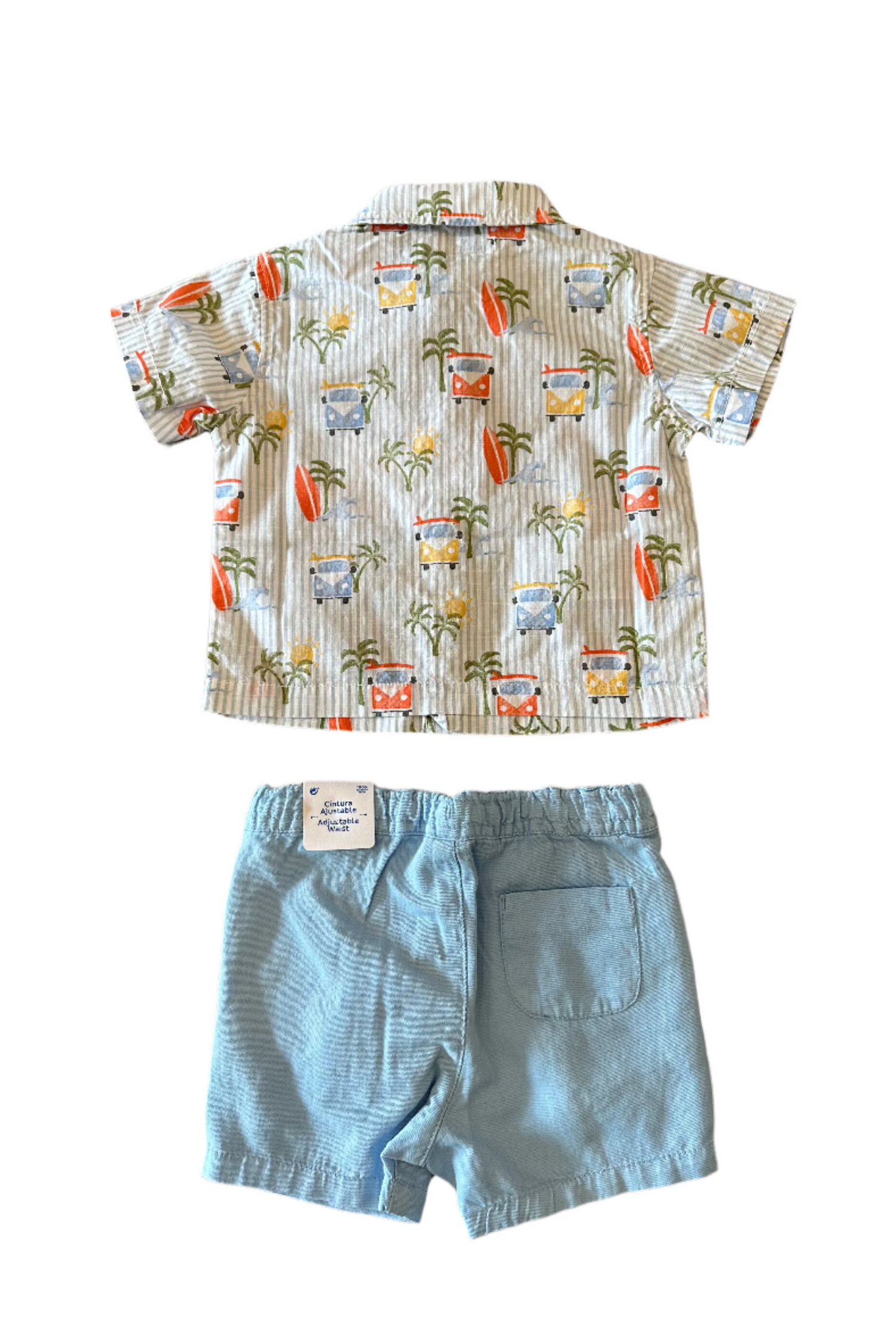 Baby Printed Shirt/Baby Loose-Fit Linen Shorts