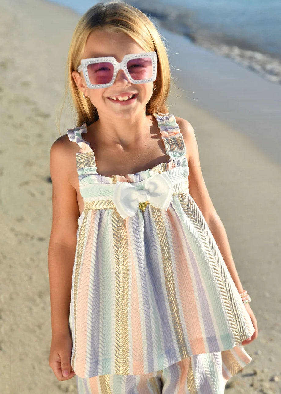 Wave Stripe Jacquard Top & Short Set
