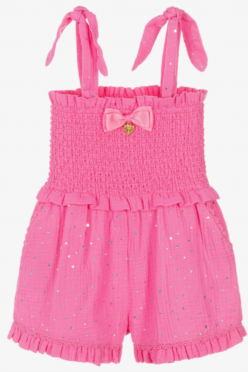 Girls Pink Cotton Playsuit