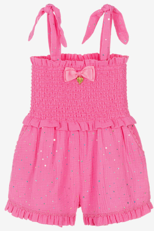 Girls Pink Cotton Playsuit