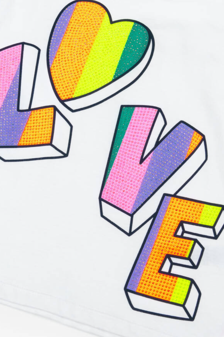 Girls White Love Graphic Cotton T-Shirt