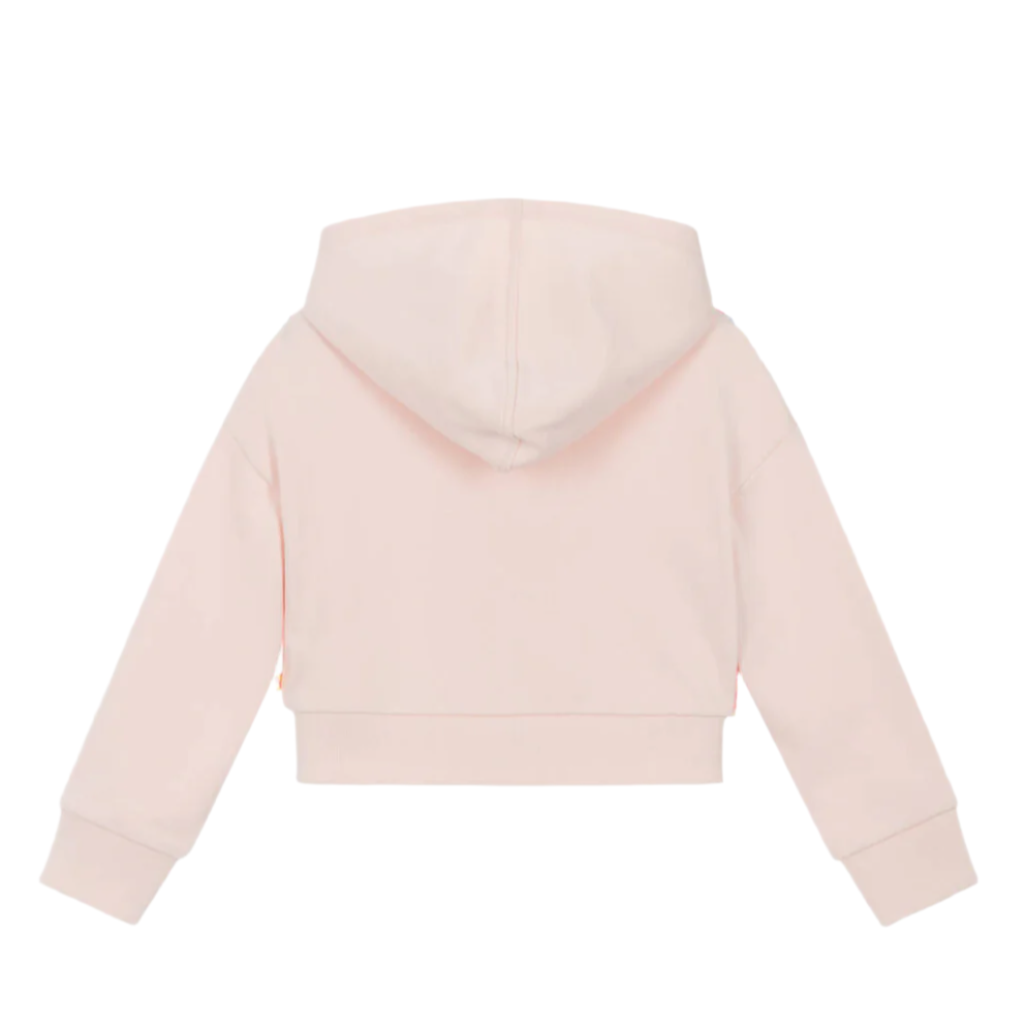 Girls Pink Cotton Sequin Zip-Up Top