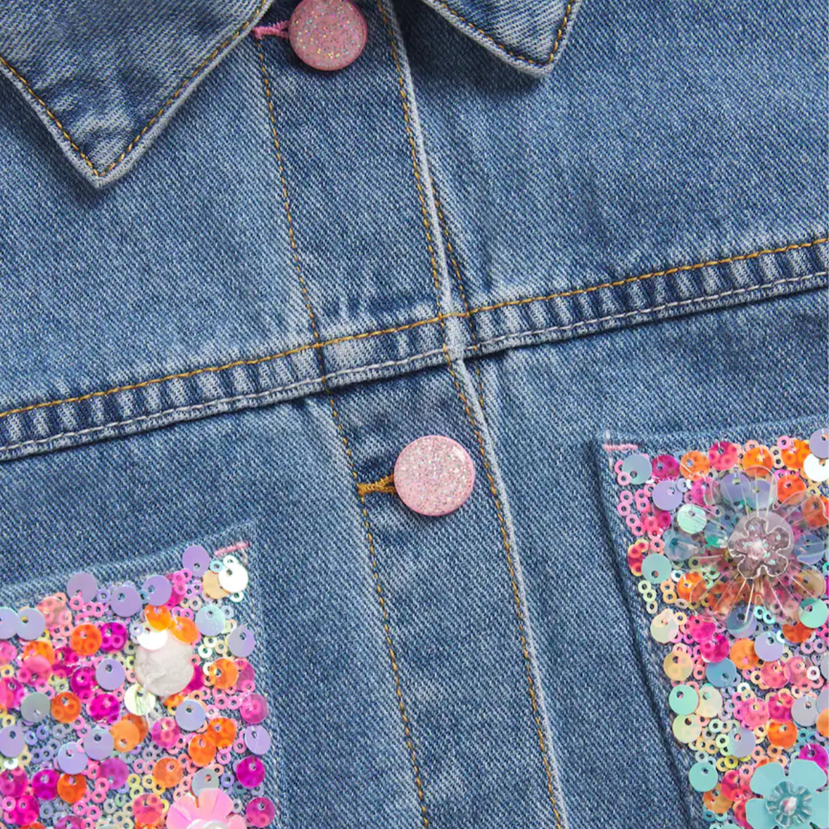 Sequin-Embellished Denim Jacket