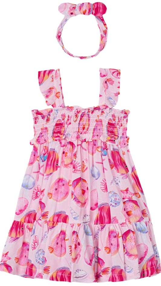 Girl Printed Dress with Headband