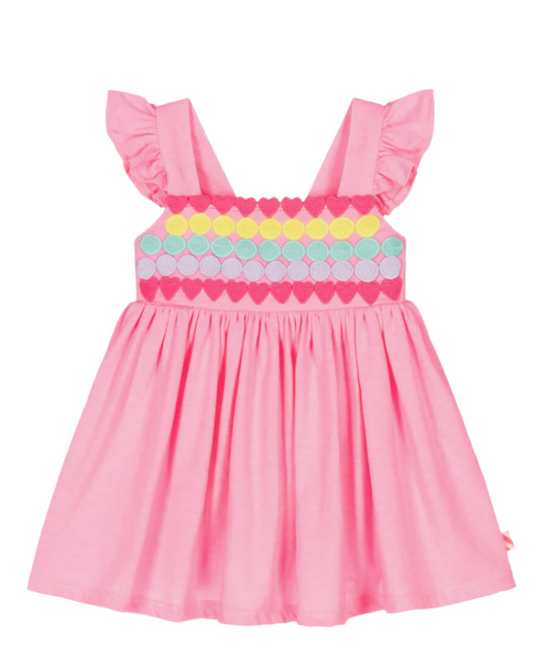 Girls Neon Pink Cotton Dress