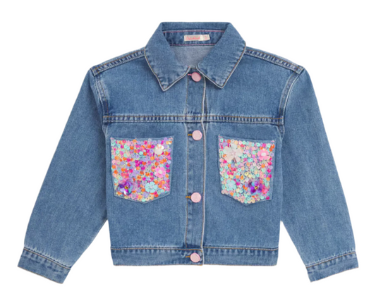 Sequin-Embellished Denim Jacket
