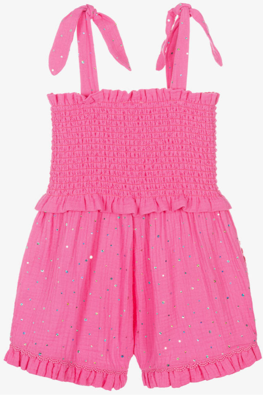 Girls Pink Cotton Playsuit
