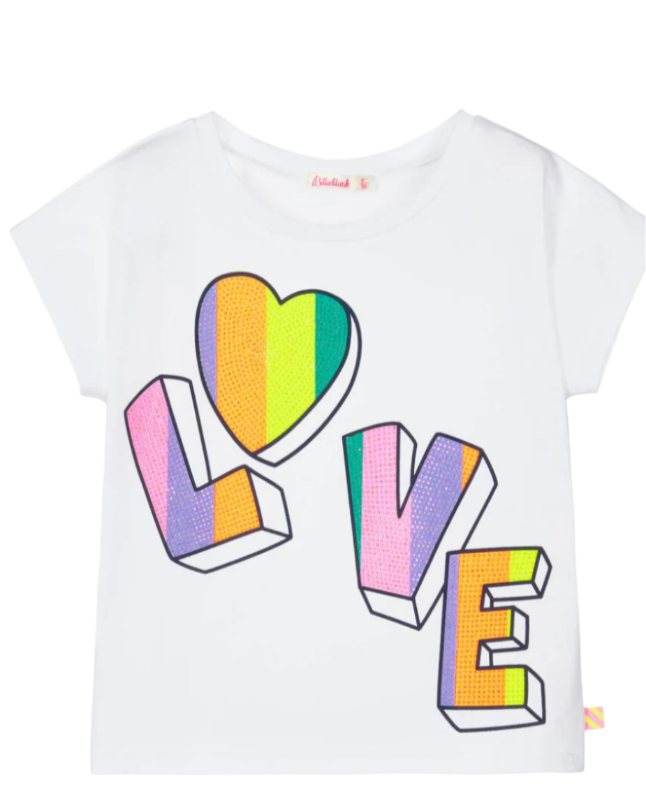 Girls White Love Graphic Cotton T-Shirt