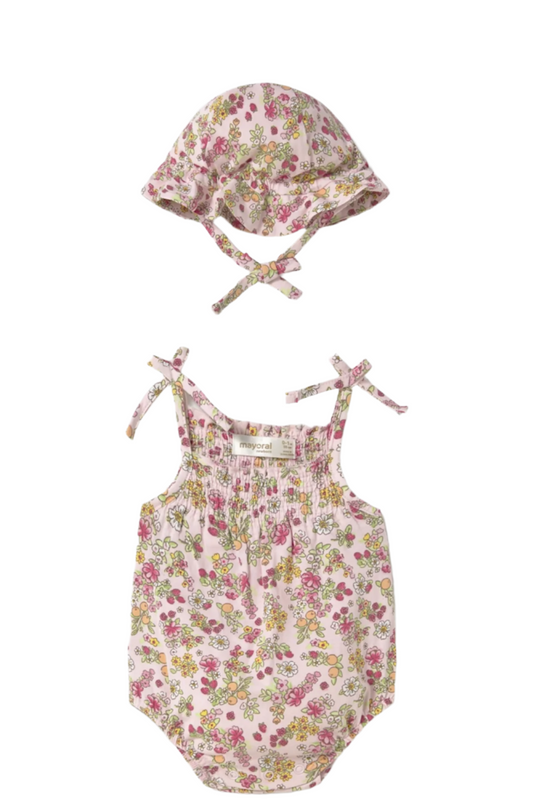 Floral Dungaree with Hat