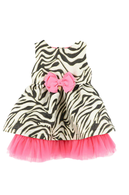 Monty Zebra Baby Dress White/Black
