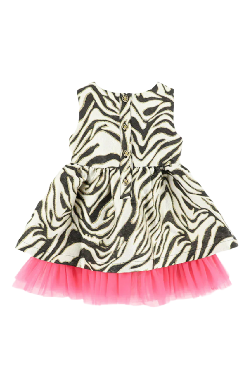 Monty Zebra Baby Dress White/Black