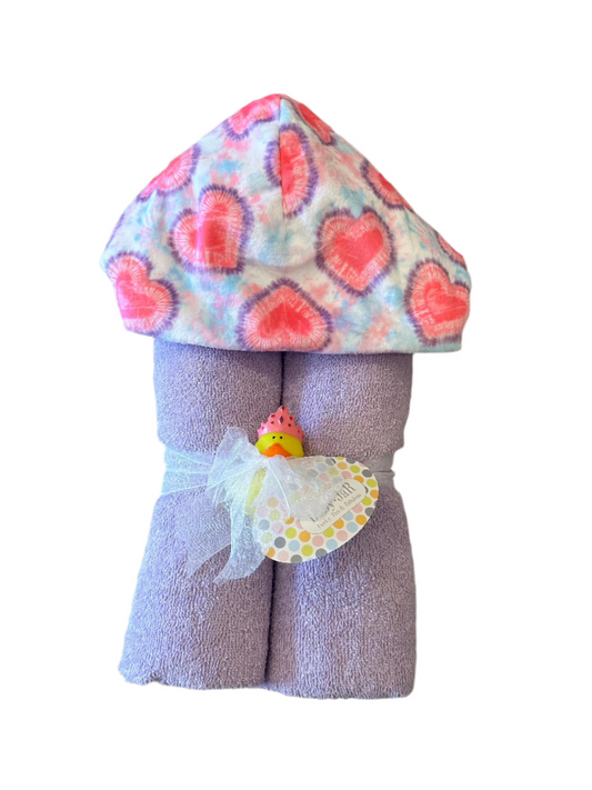 Deluxe Hooded Towel - Tie Dye Heart