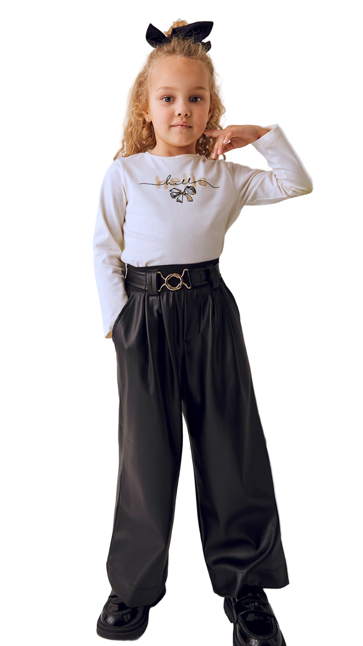 Leatherette Belted Pants