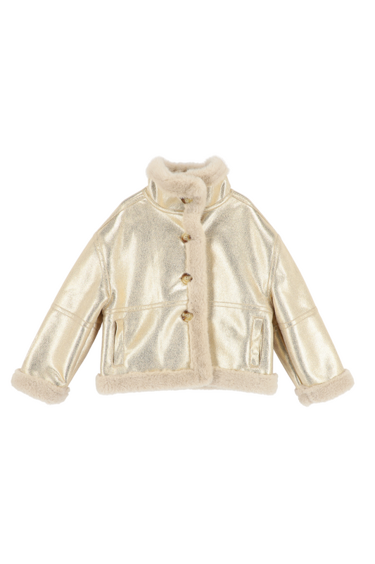 Petra Metallic Fur Jacket Gold
