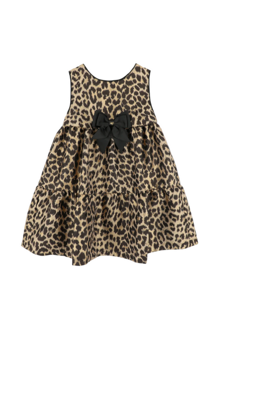 Georgie Leopard Tiered Dress Black