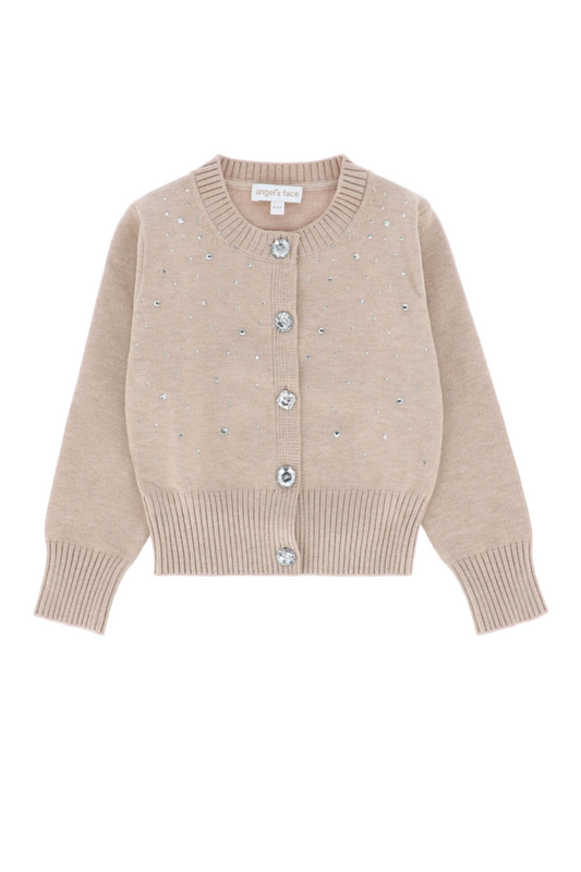 Kamala Crystal Studded Cardigan Sand