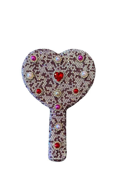 NIKKI Red Heart Jeweled Mirror
